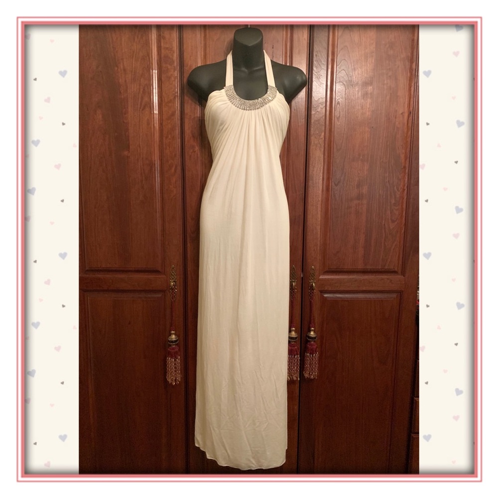 Sky Style Grecian Goddess Rhinestone Maxi Dress